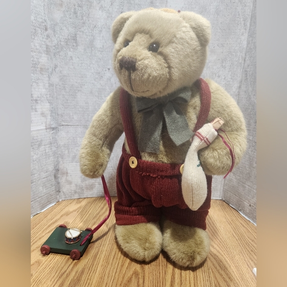 Christmas Teddy Bear 17" Standing Hat Stocking Wagon Creative Design - Picture 1 of 14